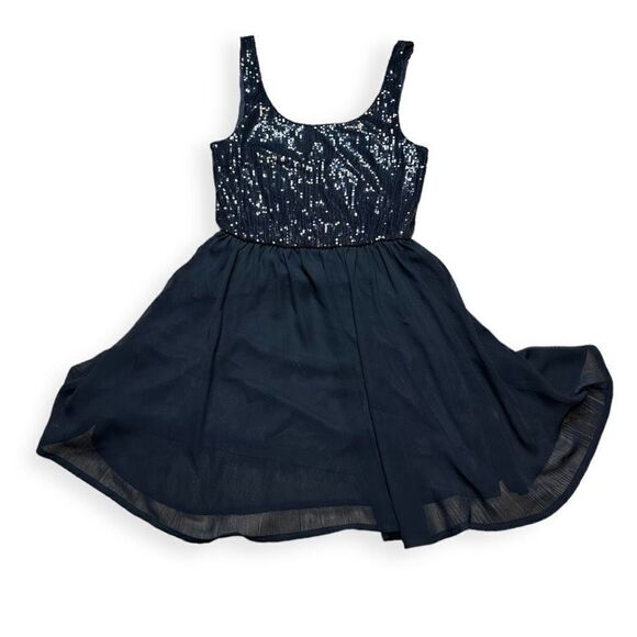 Nollie Women's Black Lined Sequins Sleeveless Cocktail Mini Dress Size Small - Picture 1 of 4